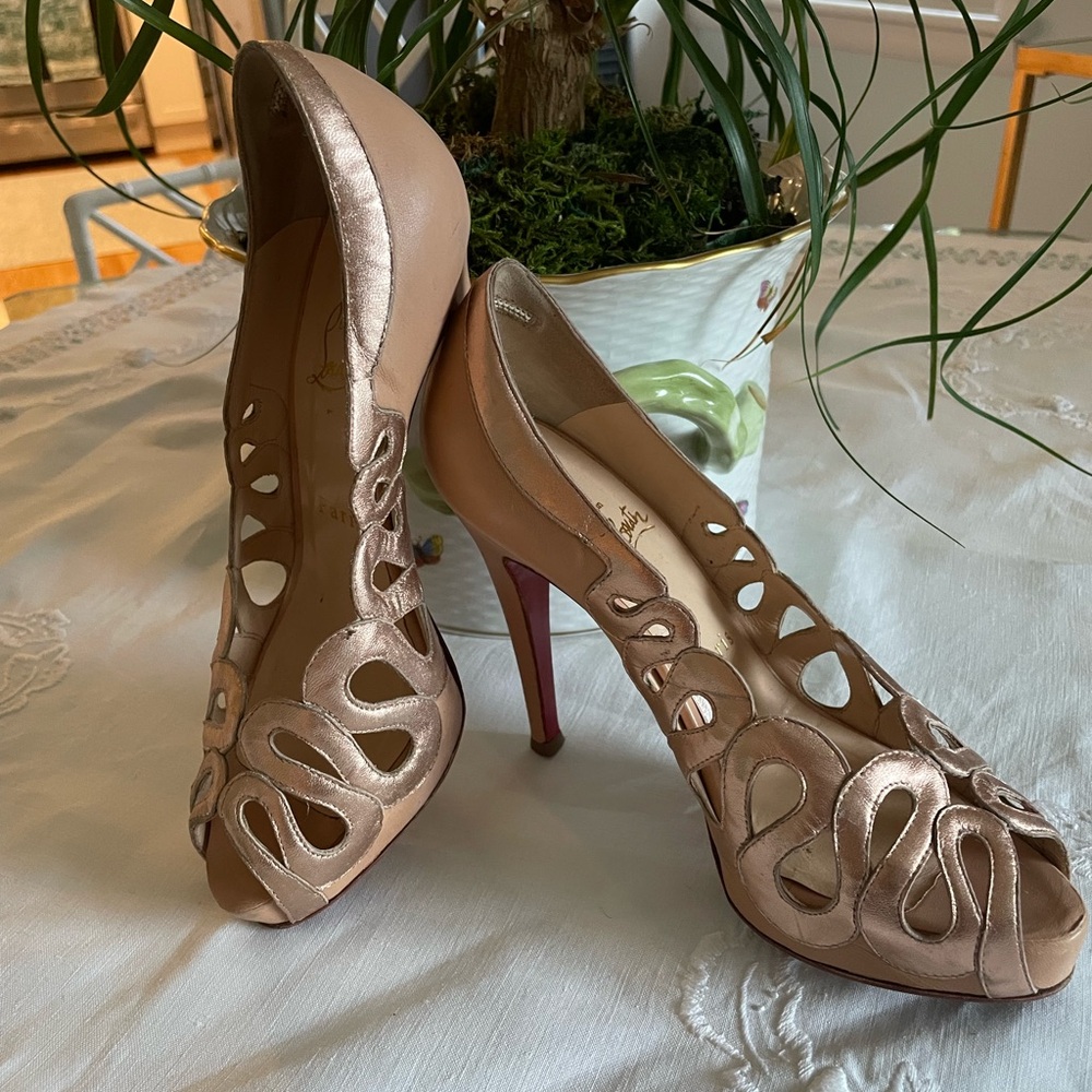 Christian Louboutin Nude Peep Toe Heels